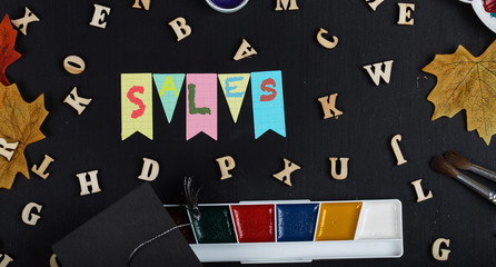 Back to school SALES. Colorful background.