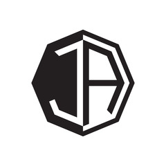 two letter JA octagon negative space logo
