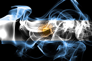 National flag of Argentina made from colored smoke isolated on black background