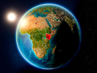 Kenya with sunset from space