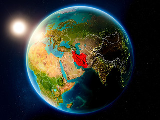 Iran with sunset from space