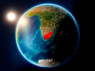 South Africa with sunset from space