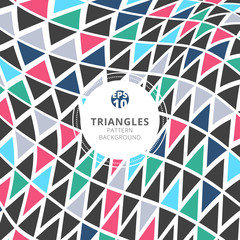 Abstract triangles pattern retro color style on white background.