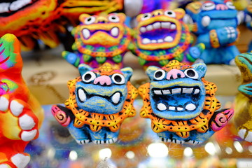 Local souvenir represent Japan Okinawa (pair of lucky lion)