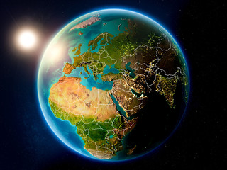 Lebanon with sunset from space