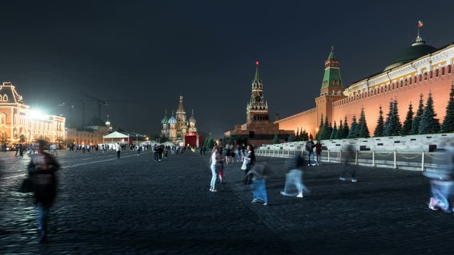 Night hyper lapse of Red Square, Moscow