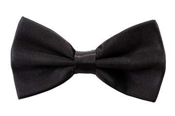 Formalwear and elegant clothes concept with black bow tie isolated on white background with clipping path cutout