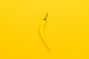 yellow hot chilli pepper with copy space