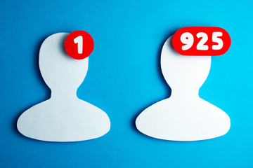 Social networking follower icon counter notification.. users of social networks blogging and online messaging concept.