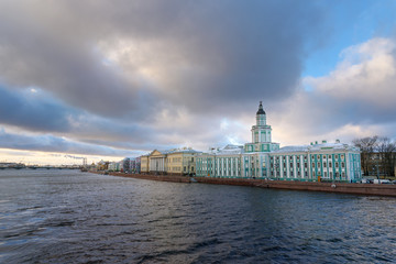 Fototapeta na wymiar View of Universitetskaya Embankmen in Saint Petersburg. Russia