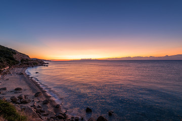 Fototapeta na wymiar Greece, Sunset over beach.