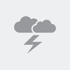 Clouds and lightning. Flat, clean, minimal and isolated vector illustration with minimal and modern design.