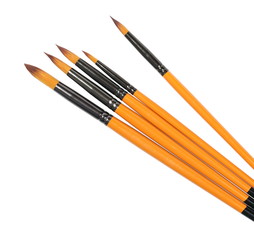 Paintbrushes isolated on white background, top view