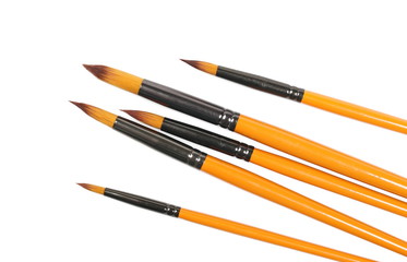 Paintbrushes isolated on white background, top view