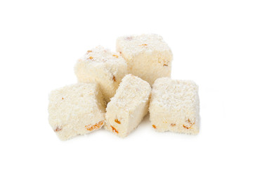 Turkish delight isolated on white.