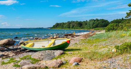 Boats on Baltic Sea coast. Estonia, EU