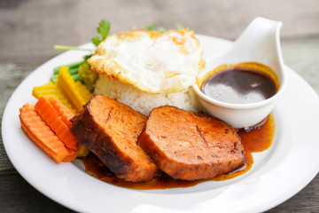 Baked pork with eggs