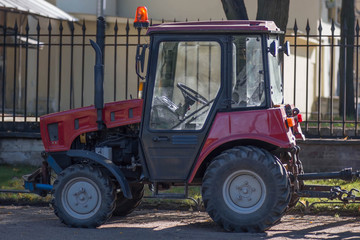 SAINT-PETERSBURG, RUSSIA - SEPTEMBER 24, 2017 Red tractor