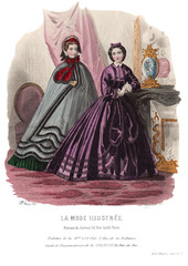 Fototapeta na wymiar Gravure La Mode Illustrée 1862 7