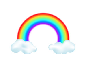 Rainbow and clouds on white background