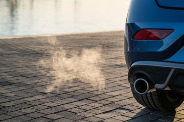 Exhaust from a running car