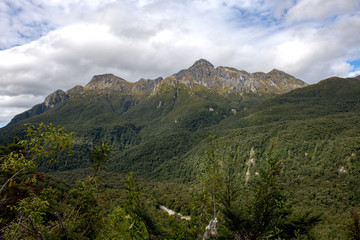 Fototapeta na wymiar Rugged peaks near Doubtful Sound