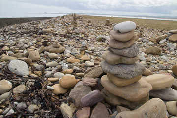 Fototapeta na wymiar Stone stacks on Holy Island, Northumberland