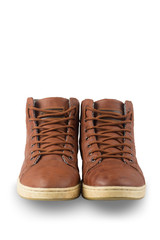 brown boot with isolated on white background