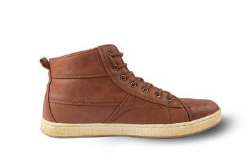 brown boot with isolated on white background