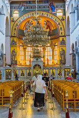 Naklejka premium THESSALONIKI, GREECE - August 16, 2018: The Church of Saint Demetrius or Hagios Demetrios interior. It is the main sanctuary dedicated to Saint Demetrius in Thessaloniki, Greece.