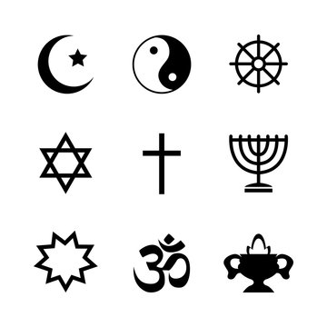 Icons denoting different religious symbols