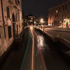 Fototapeta na wymiar Night view of canal from Italy