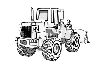 sketch of a construction bulldozer vector
