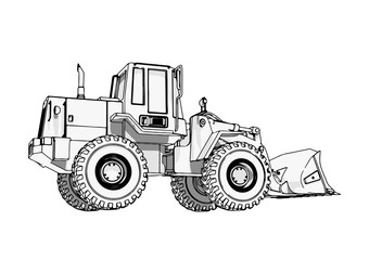sketch of a construction bulldozer vector