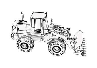 sketch of a construction bulldozer vector