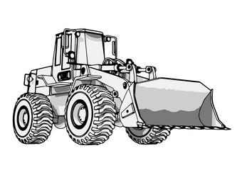 sketch of a construction bulldozer vector © Dzmitry