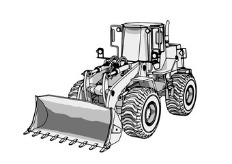 sketch of a construction bulldozer vector © Dzmitry
