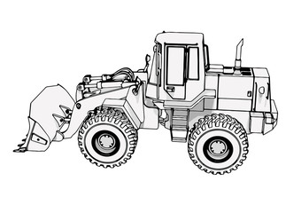 sketch of a construction bulldozer vector