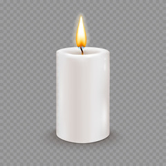Round cylindrical candle with burning flames.