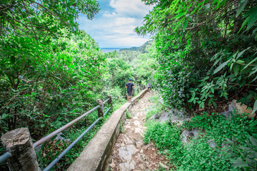  Phraya Nakhon Cave (Khao Sam Roi Yot National Park): June 16, 2018, tourists visit the beauty of the cave. The pathway is beautiful in nature, Prachuap Khiri Khan Province, 