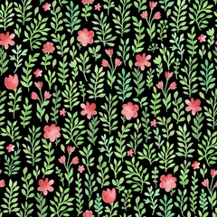 Deurstickers Green watercolor floral pattern © artspace