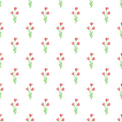 Watercolor floral pattern with pink flowers