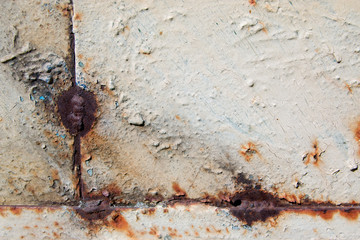Old Painted Metal With Rusted Welding Lines
