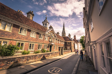 Fototapeta na wymiar Salisbury - August 07, 2018: Old historic center of Salisbury, England
