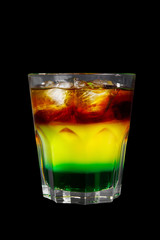Summer cocktail on isolated black background