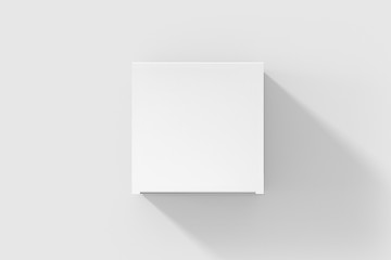 Photorealistic Flat Square Cardboard Package Box Mockup on light grey background. 3D illustration. Mockup template ready for your design. 