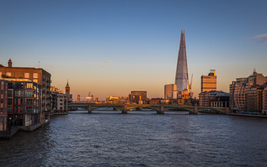 Fototapeta premium London - August 05, 2018: The financial center of London by the river Thames in London, England