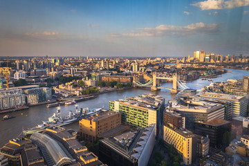 London - August 06, 2018: Central London seen from the top of the Shard in downtown London, England