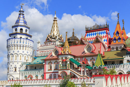 Izmailovo Kremlin on a blue sky background in Moscow