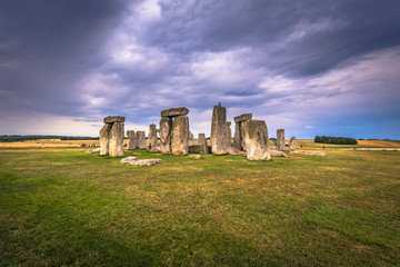 Naklejka premium Stonehenge - August 07, 2018: Ancient monument of Stonehenge, England